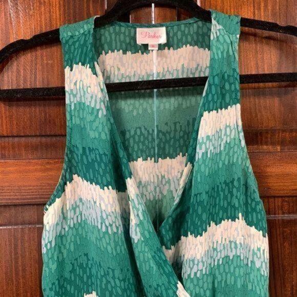 Parker green multicolored tank top blouse size medium - Picture 4 of 14
